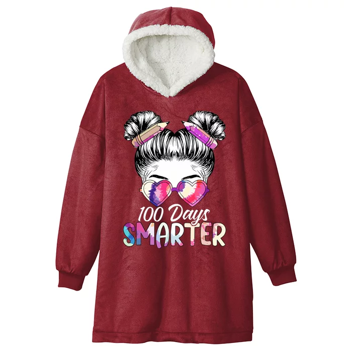 100 Days Smarter Messy Bun Hooded Wearable Blanket