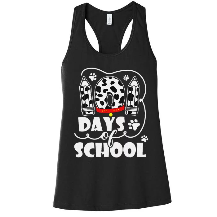 101 Days Smarter Teacher 100 Days Of School Dalmatian Dog Women's Racerback Tank