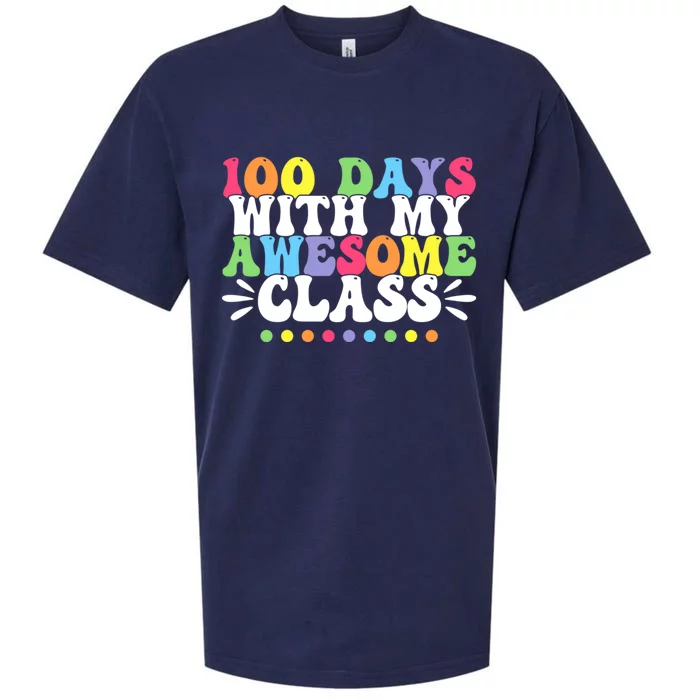 100 Days With My Awesome Class Teachers 100th Day Of School Cute Gift Sueded Cloud Jersey T-Shirt