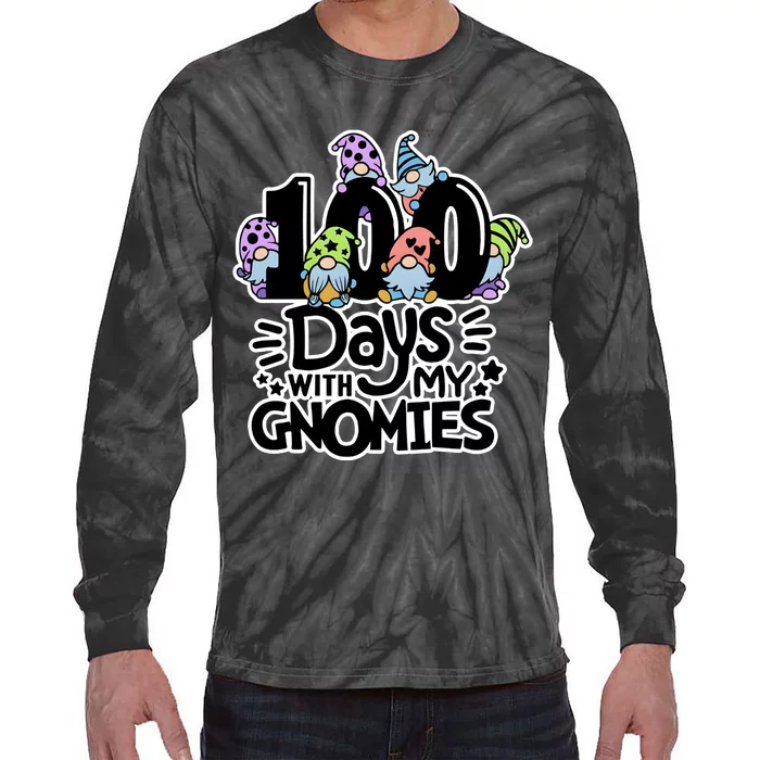 100 Days With My Gnomies Teacher Gnomies Tie-Dye Long Sleeve Shirt