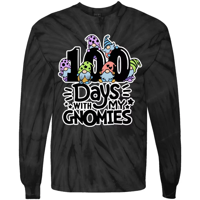 100 Days With My Gnomies Teacher Gnomies Tie-Dye Long Sleeve Shirt