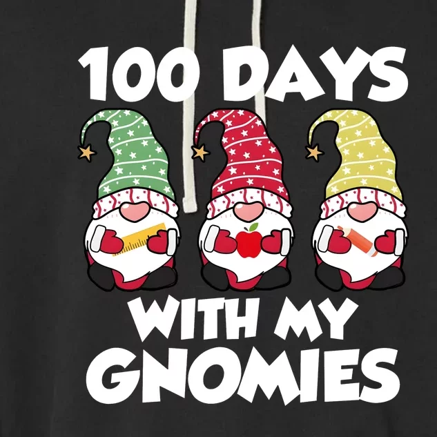 100 Days With My Gnomies Funny 100 Days Of School Garment-Dyed Fleece Hoodie