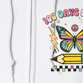 100 Days Wiser 100 Days Of School Celebrate Butterfly Full Zip Hoodie