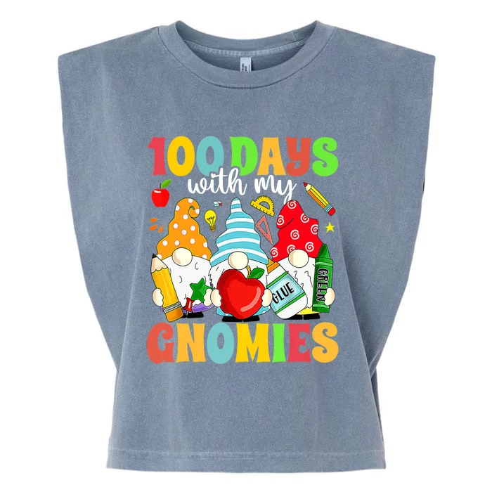 100 Days With My Gnomies 100th Day Of School Gnome Lovers Garment-Dyed Women's Muscle Tee