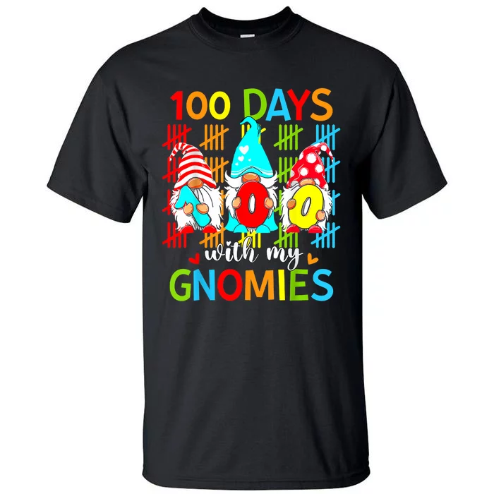 100 Days With My Gnomies Teacher 100th Day Of School Gnome Tall T-Shirt