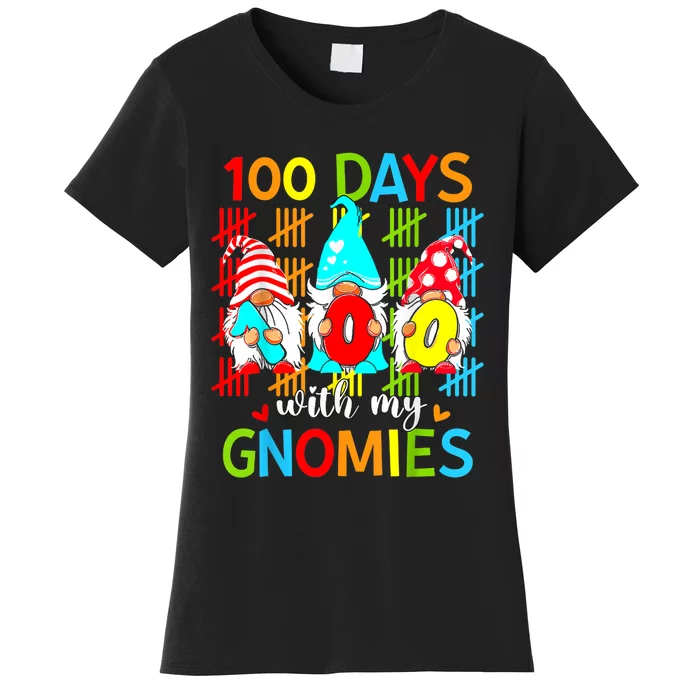 100 Days With My Gnomies Teacher 100th Day Of School Gnome Women's T-Shirt