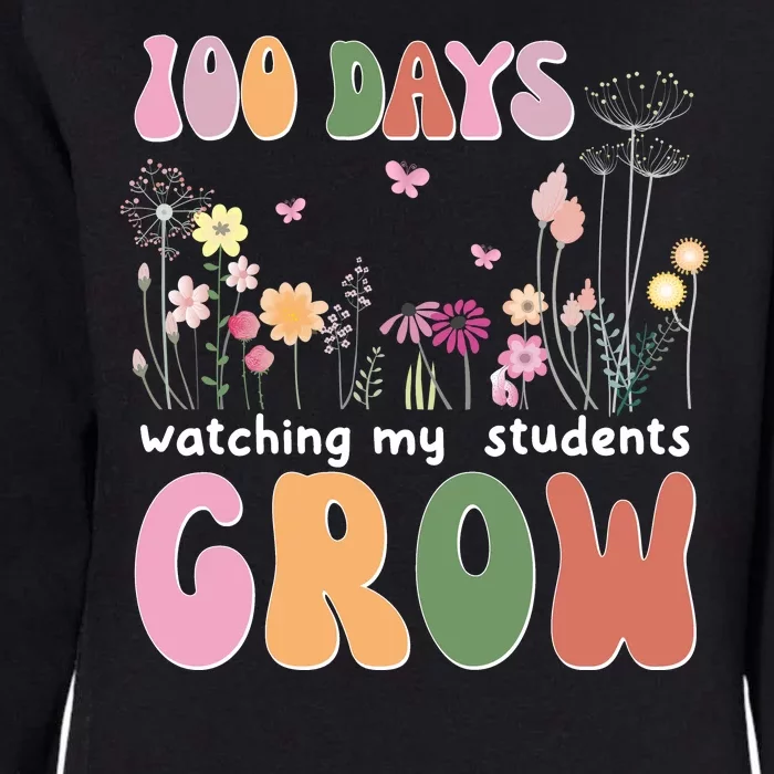 100 Days Watching My Students Grow Floral Womens California Wash Sweatshirt