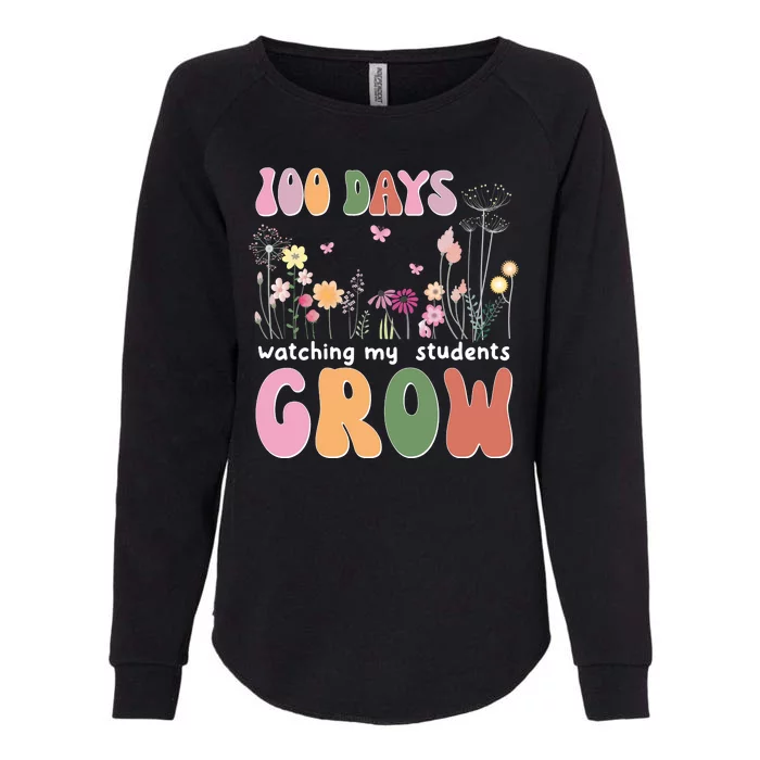 100 Days Watching My Students Grow Floral Womens California Wash Sweatshirt