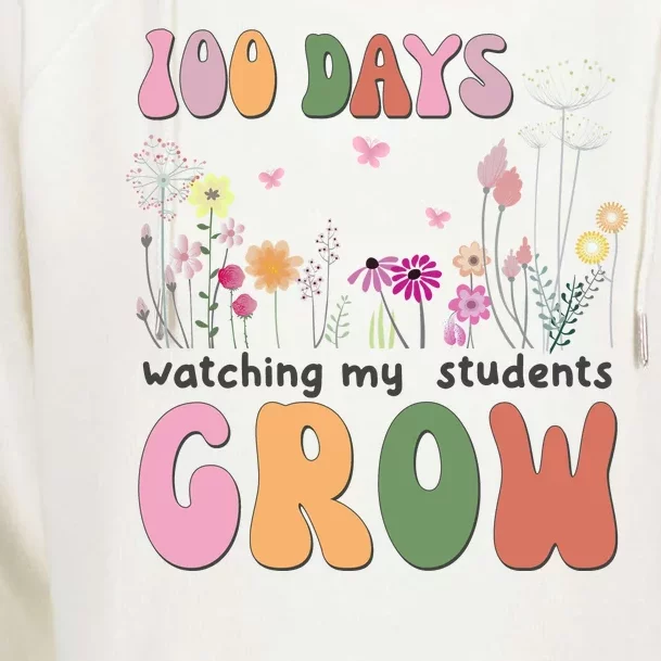 100 Days Watching My Students Grow Floral Womens Funnel Neck Pullover Hood