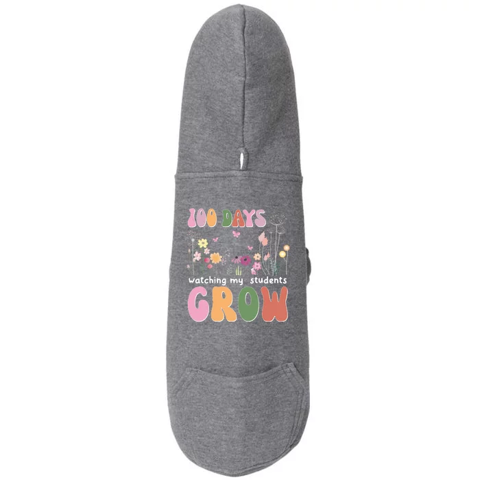 100 Days Watching My Students Grow Floral Doggie 3-End Fleece Hoodie