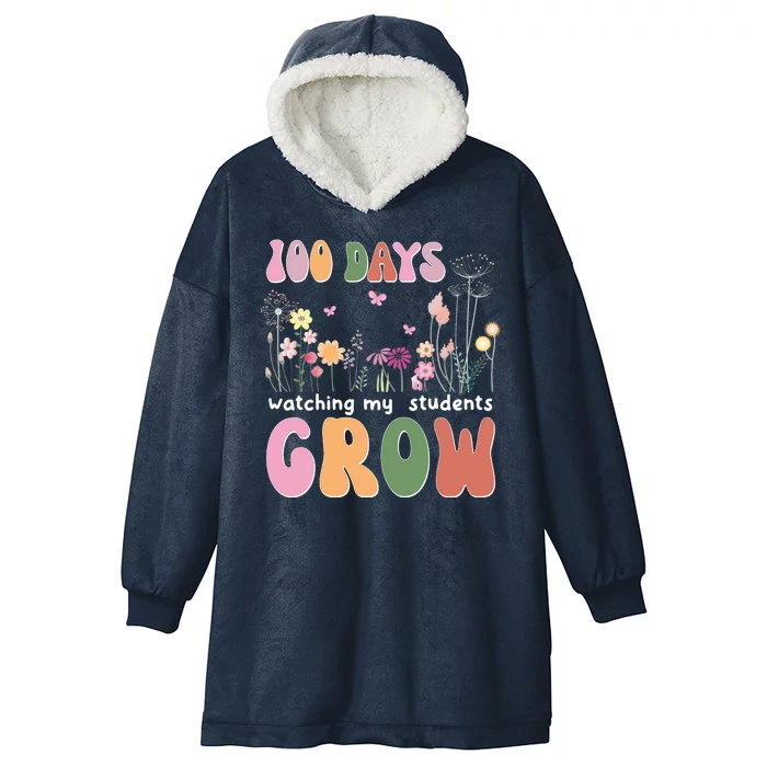 100 Days Watching My Students Grow Floral Hooded Wearable Blanket