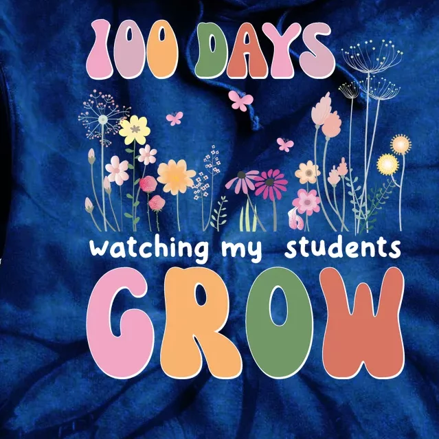 100 Days Watching My Students Grow Floral Tie Dye Hoodie