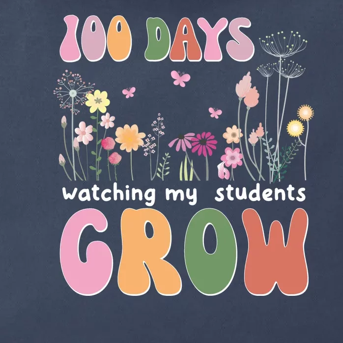 100 Days Watching My Students Grow Floral Zip Tote Bag