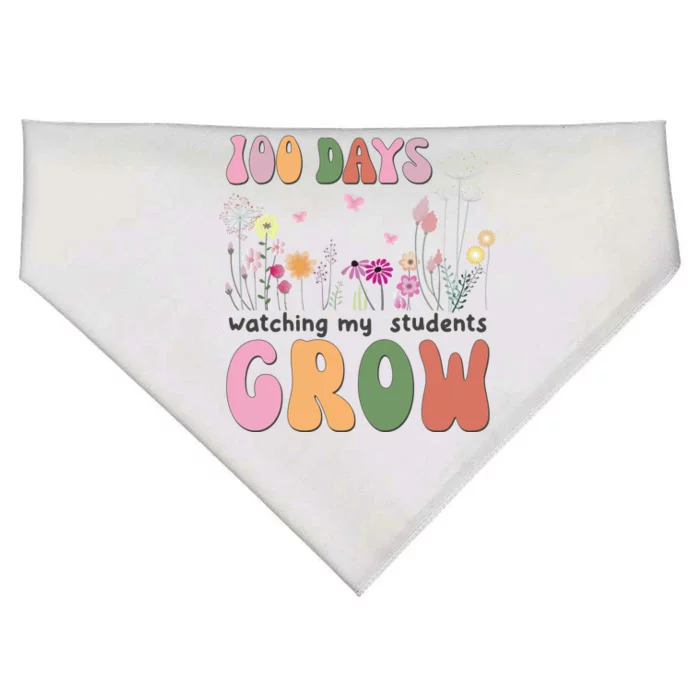 100 Days Watching My Students Grow Floral USA-Made Doggie Bandana