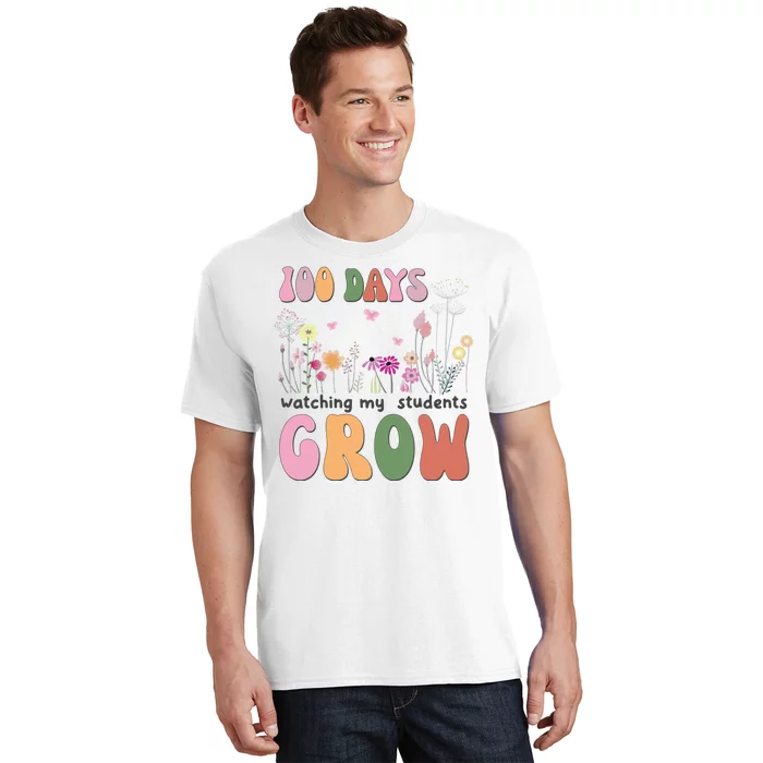 100 Days Watching My Students Grow Floral T-Shirt