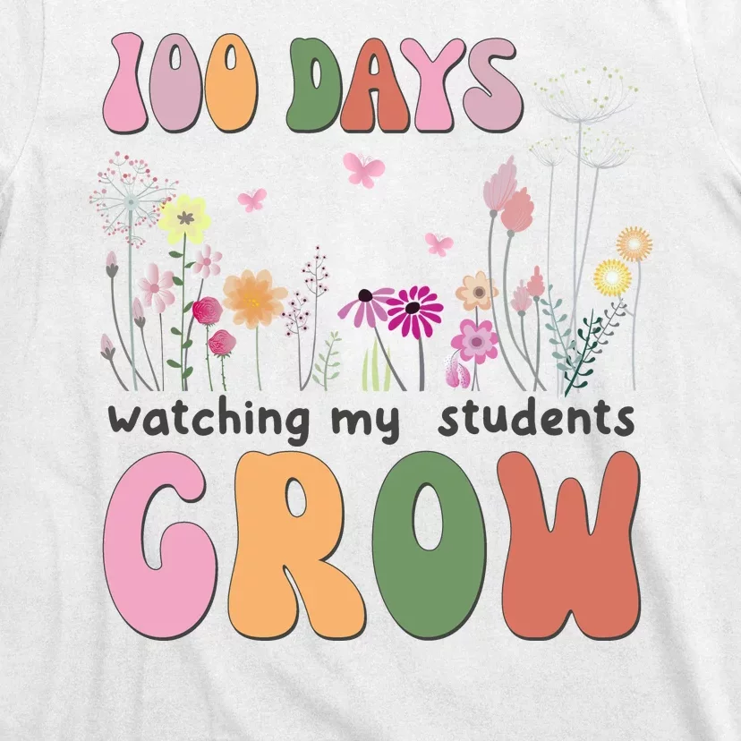 100 Days Watching My Students Grow Floral T-Shirt