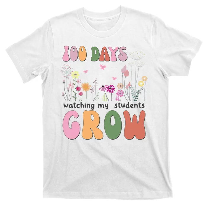 100 Days Watching My Students Grow Floral T-Shirt