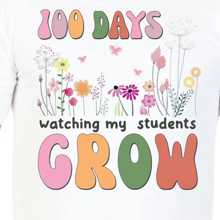 100 Days Watching My Students Grow Floral Comfort Colors T-Shirt