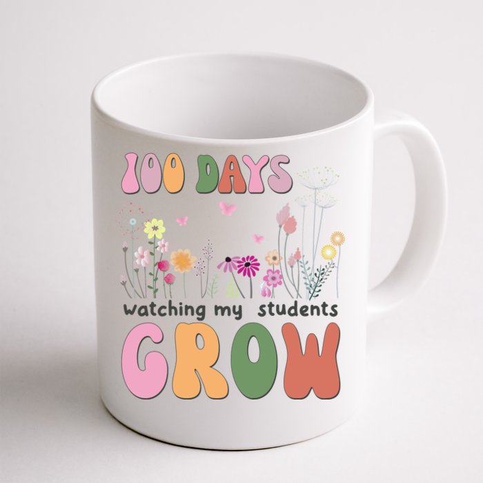 100 Days Watching My Students Grow Floral Front & Back Coffee Mug