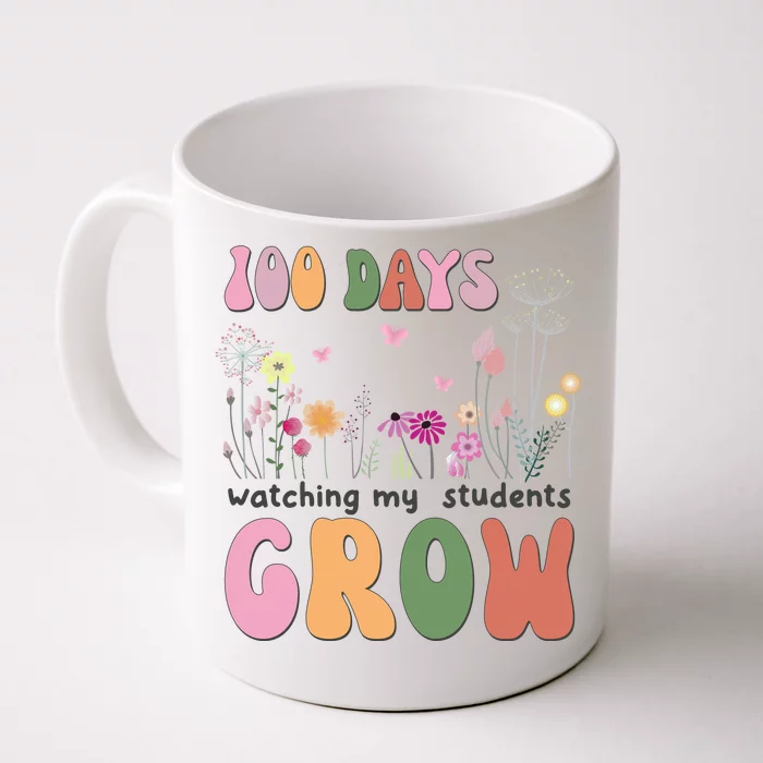 100 Days Watching My Students Grow Floral Front & Back Coffee Mug