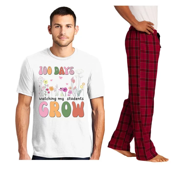 100 Days Watching My Students Grow Floral Pajama Set