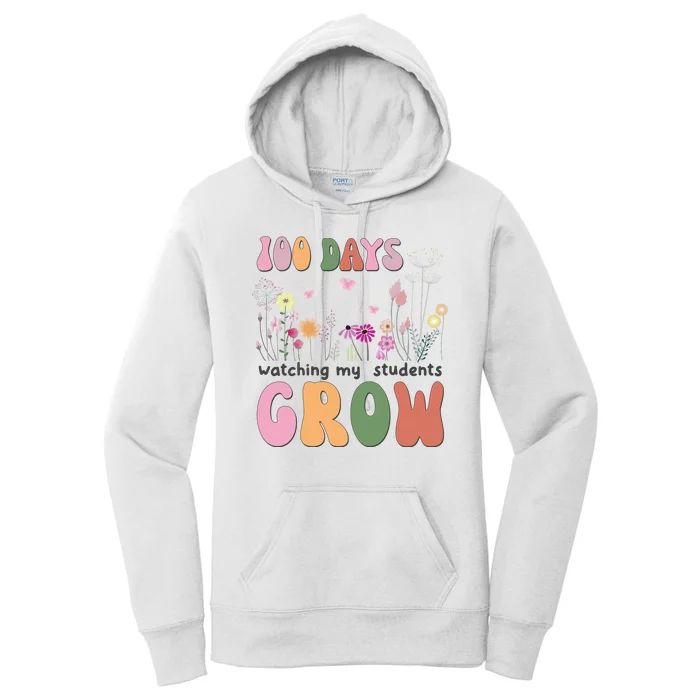 100 Days Watching My Students Grow Floral Women's Pullover Hoodie