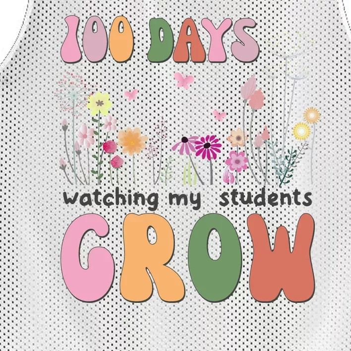 100 Days Watching My Students Grow Floral Mesh Reversible Basketball Jersey Tank