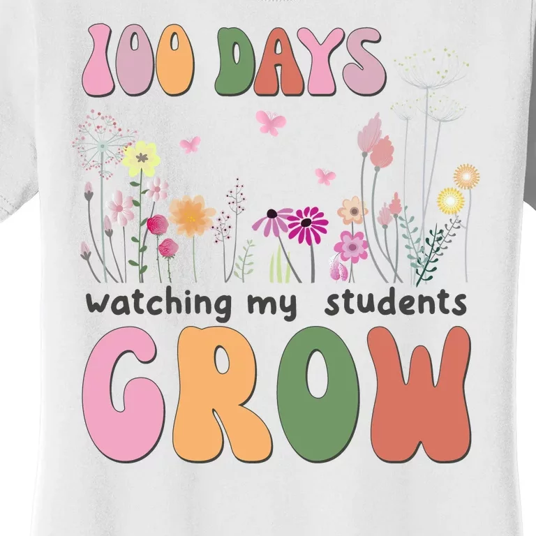 100 Days Watching My Students Grow Floral Women's T-Shirt