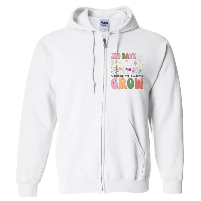 100 Days Watching My Students Grow Floral Full Zip Hoodie