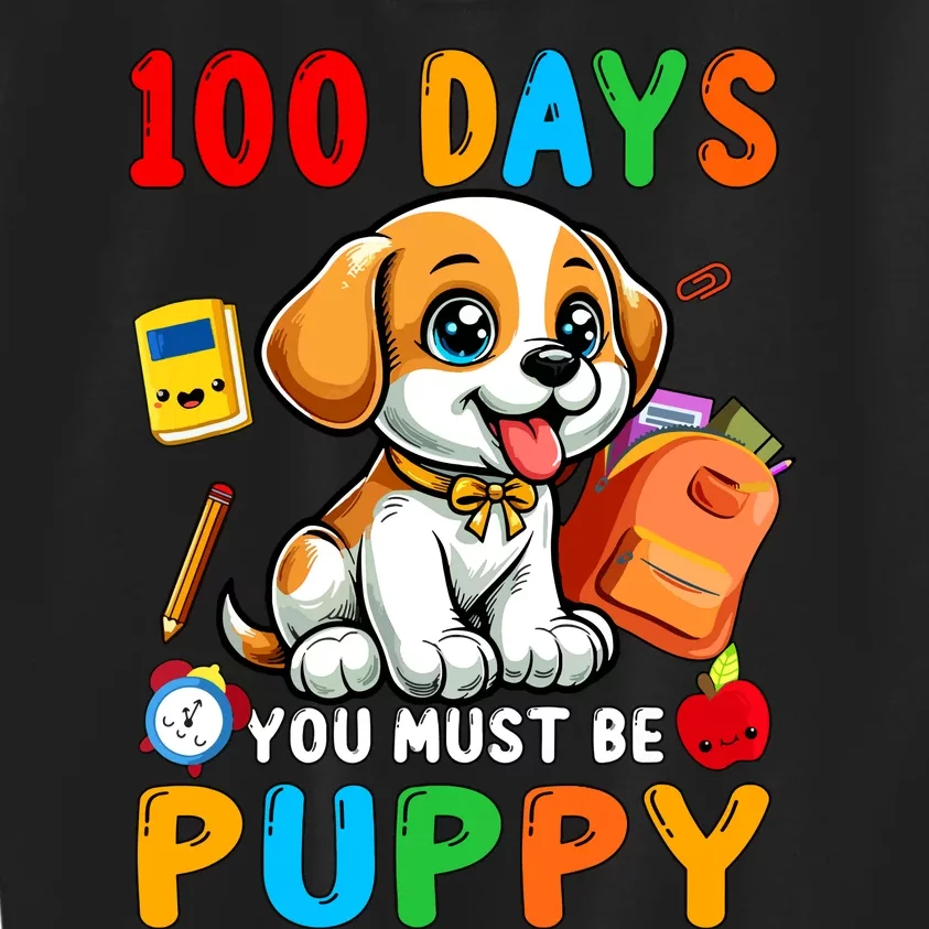 100 Days You Must Be Puppy 100 Days Of School Cat Students Kids Sweatshirt