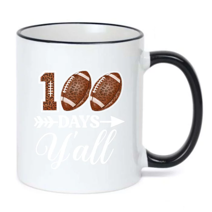 100 Days Y'all Teacher Or Student Leopard Print Football Gift Black Color Changing Mug