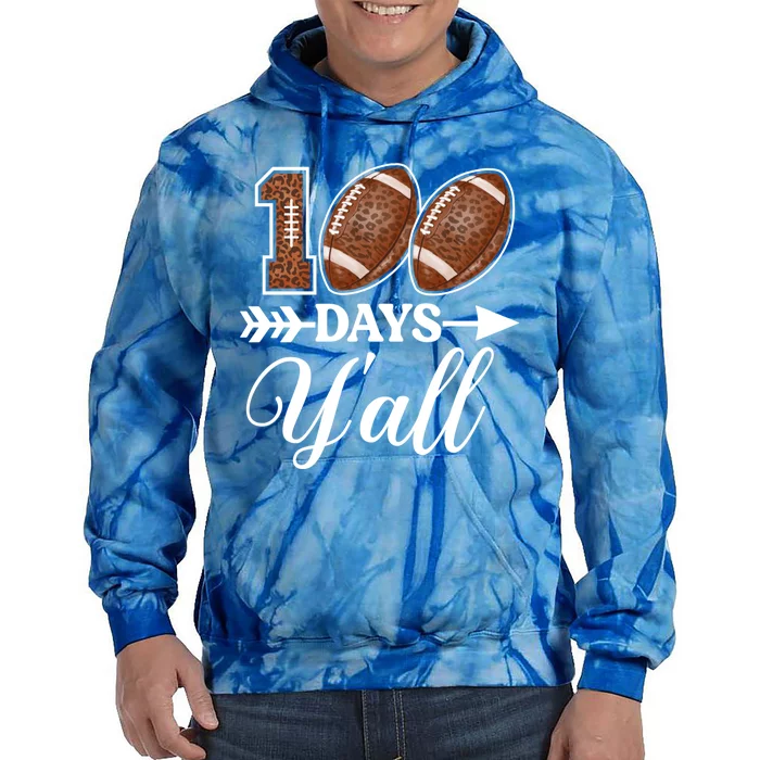 100 Days Y'all Teacher Or Student Leopard Print Football Gift Tie Dye Hoodie