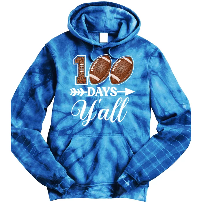 100 Days Y'all Teacher Or Student Leopard Print Football Gift Tie Dye Hoodie