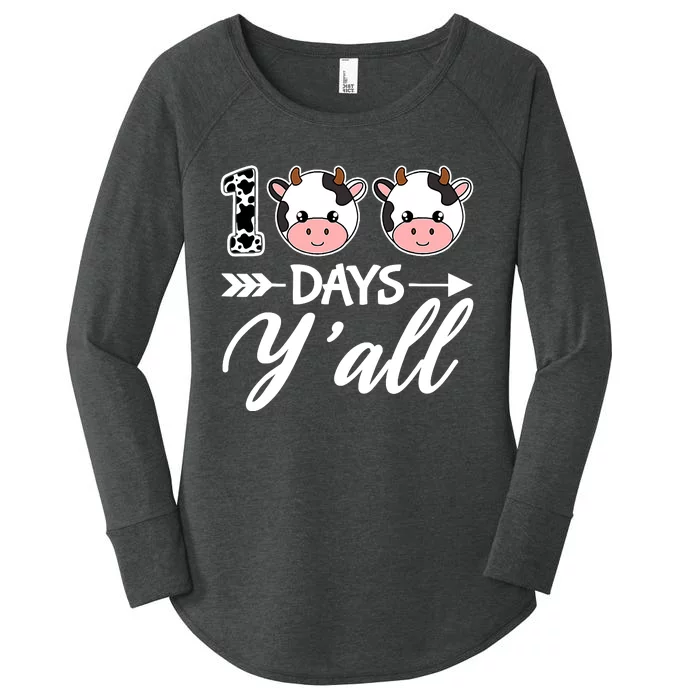 100 Days YAll 100th Day Of School With Cute Cows Women's Perfect Tri Tunic Long Sleeve Shirt