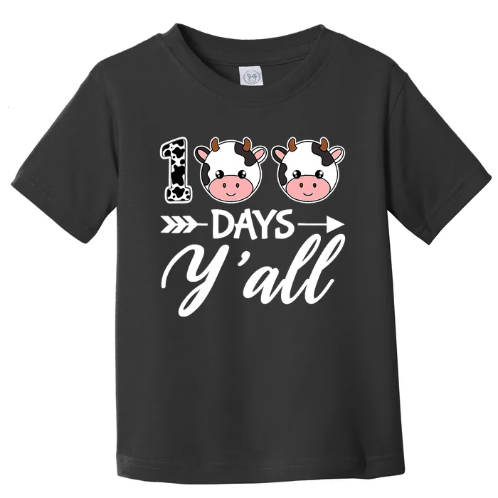 100 Days YAll 100th Day Of School With Cute Cows Toddler T-Shirt