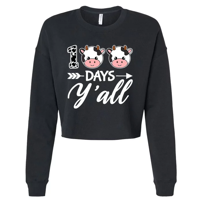 100 Days YAll 100th Day Of School With Cute Cows Cropped Pullover Crew