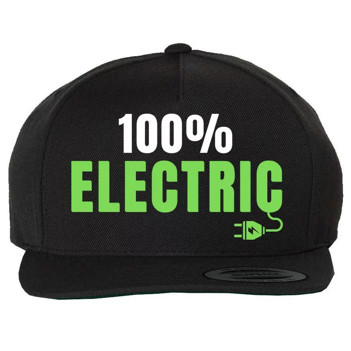 100% Electric, Drive EVs, EV Life, Funny Electric Vehicle Wool Snapback Cap