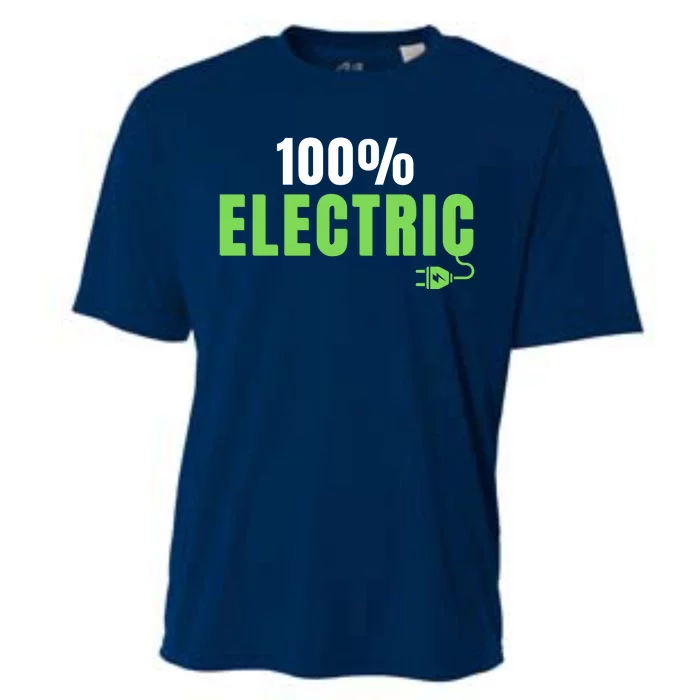 100% Electric, Drive EVs, EV Life, Funny Electric Vehicle Cooling Performance Crew T-Shirt