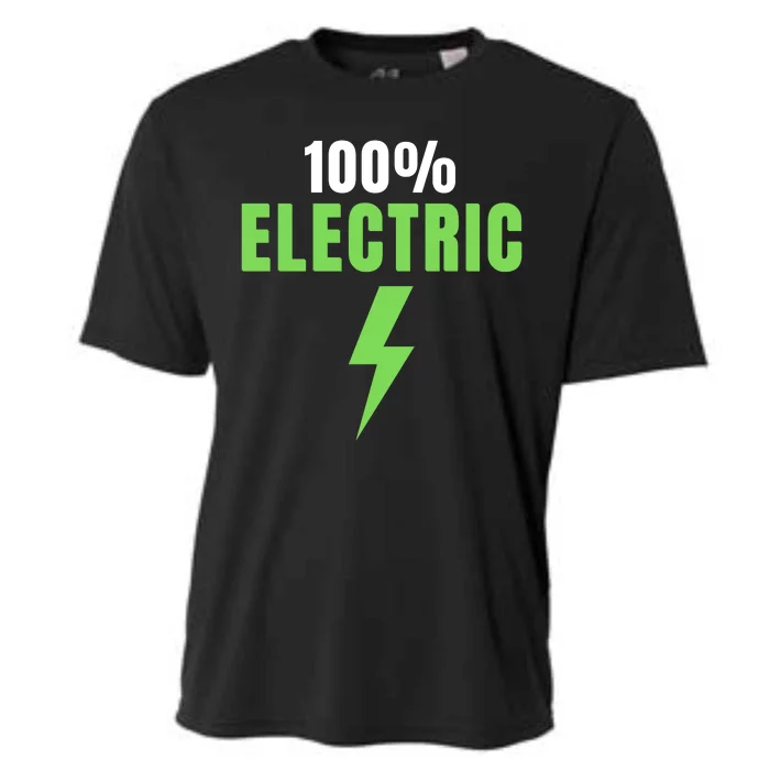 100% Electric, Drive EVs, EV Life, Funny Electric Vehicle, Cool EVs Cooling Performance Crew T-Shirt