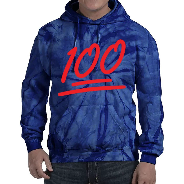 100 Emoticon Funny 100 Emote Art Cool Fun One Hundred Tie Dye Hoodie