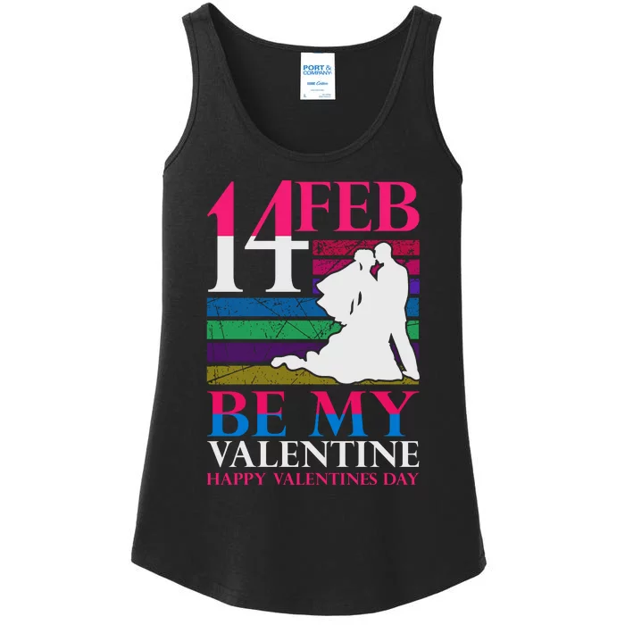 14 Feb Be My Valentine Happy Valentine's Day Ladies Essential Tank