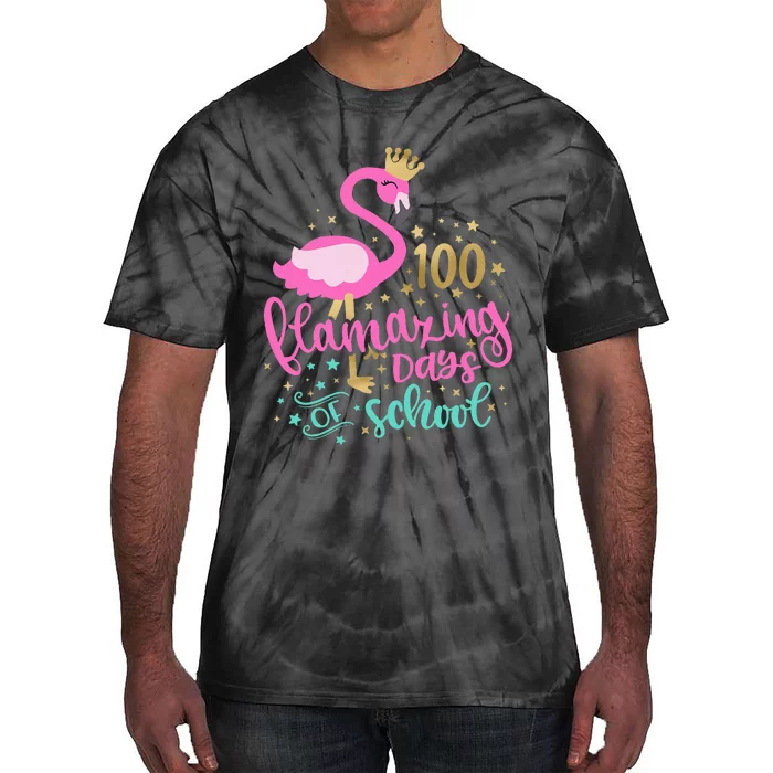 100 Flamazing Days Of School Flamingo Teacher Tie-Dye T-Shirt