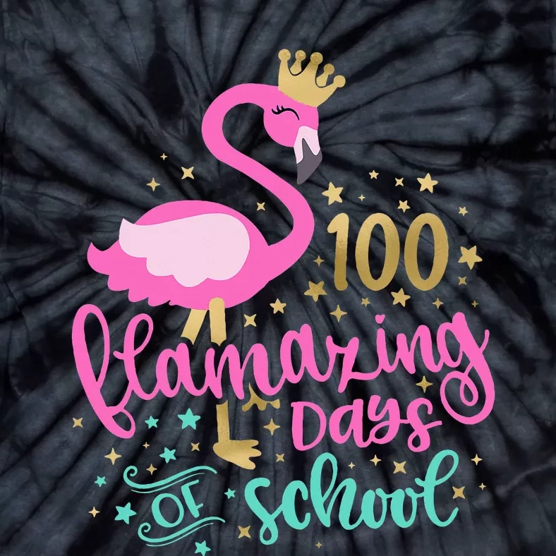 100 Flamazing Days Of School Flamingo Teacher Tie-Dye T-Shirt