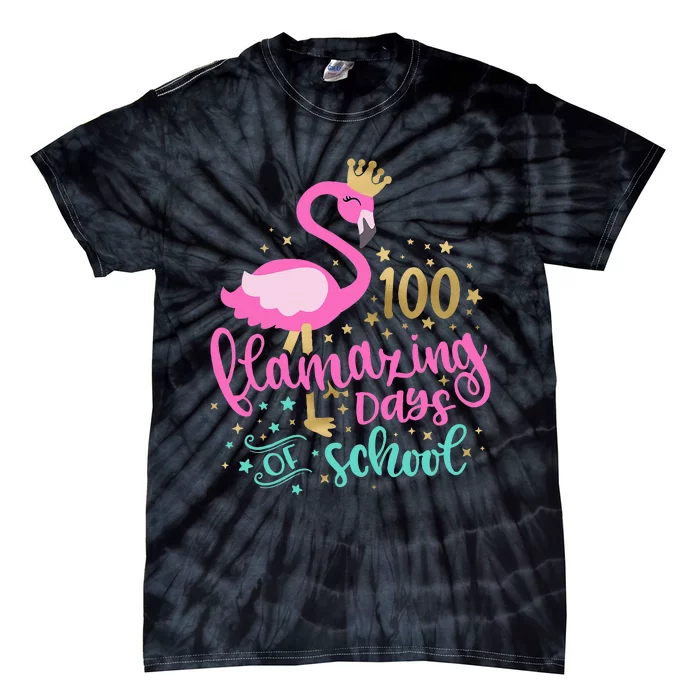 100 Flamazing Days Of School Flamingo Teacher Tie-Dye T-Shirt