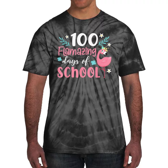 100 Flamazing Days of School Flamingo 100th Day Teachers Tie-Dye T-Shirt