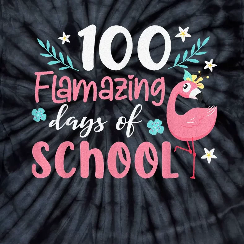 100 Flamazing Days of School Flamingo 100th Day Teachers Tie-Dye T-Shirt