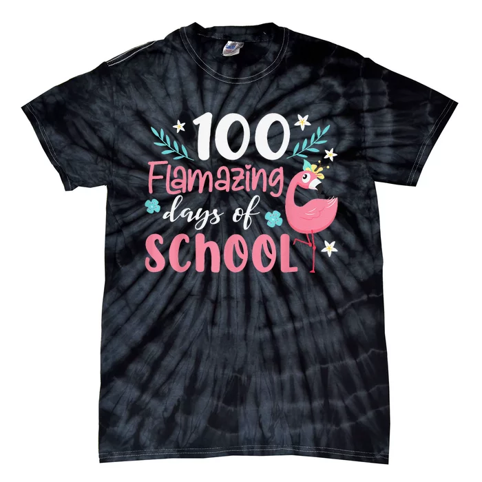 100 Flamazing Days of School Flamingo 100th Day Teachers Tie-Dye T-Shirt