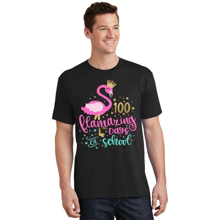 100 Flamazing Days Of School Flamingo Teacher T-Shirt