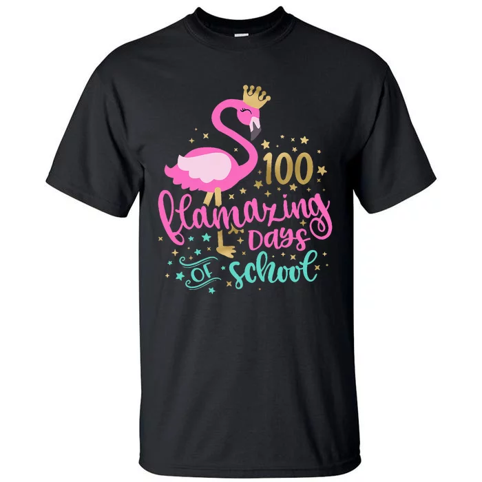 100 Flamazing Days Of School Flamingo Teacher Tall T-Shirt