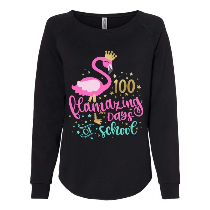 100 Flamazing Days Of School Flamingo Teacher Womens California Wash Sweatshirt